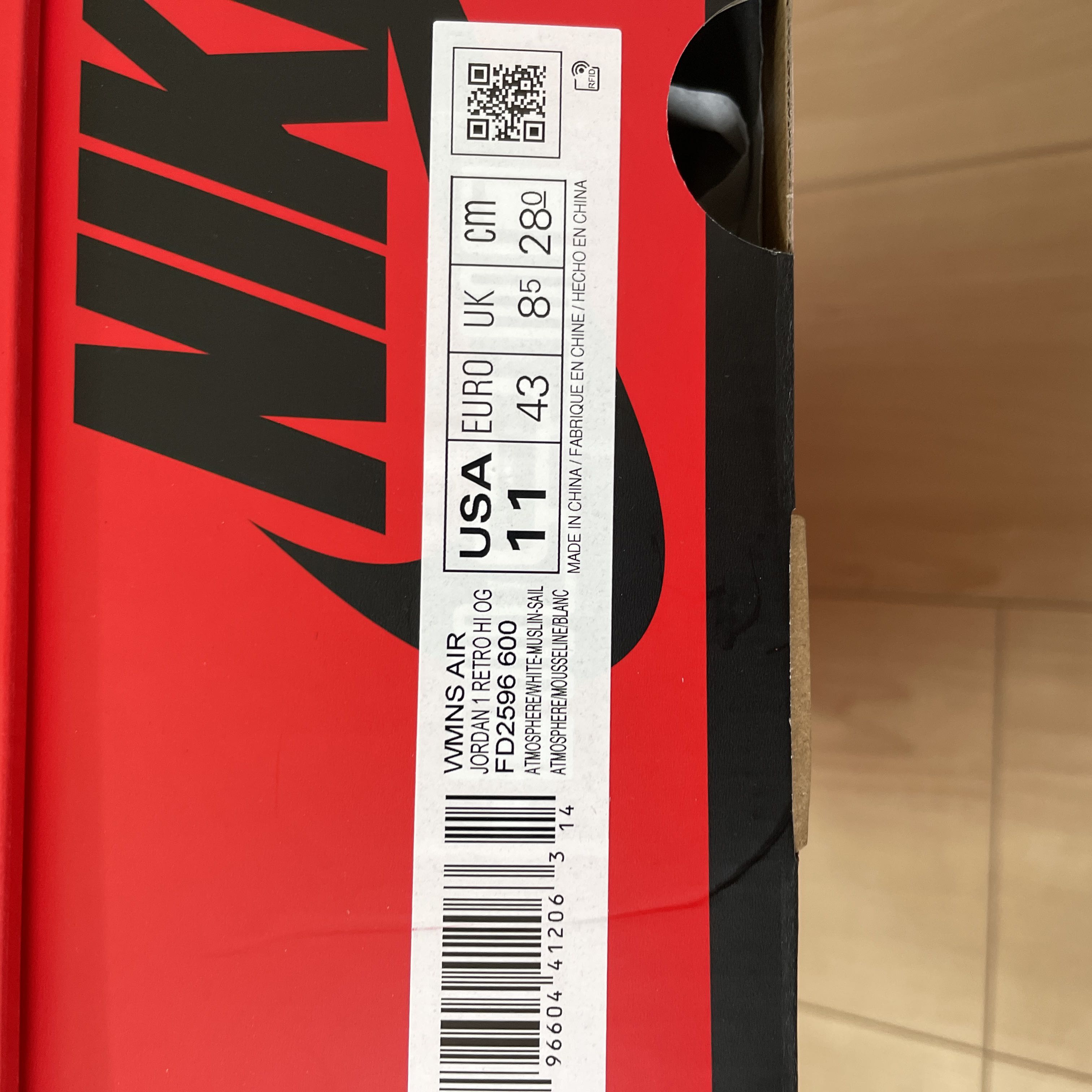 Nike WMNS Air Jordan 1 Retro High OG "Washed Pink" 28cm