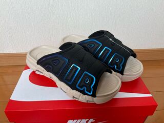 27.0 Nike Air More Uptempo Slide "Black and Sanddrift" 27cm
