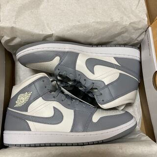 Nike WMNS Air Jordan 1 Mid "Grey/Sail "Nike Women's Air Jordan 1 Mid "Grey/Sail" 28cm