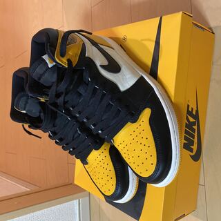 ナイキ エアジョーダン1 レトロ ハイ Og "イエロー トゥ" ブラック/タクシーホワイト 27cm