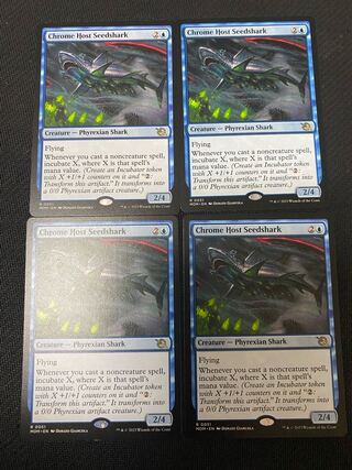 mtg 金属の徒党の種子鮫 4枚セット 051)《金属の徒党の種子鮫/Chrome Host Seedshark》[MOM] 青R