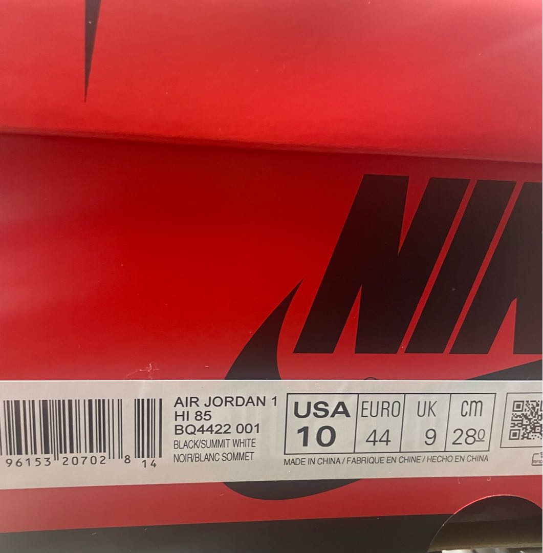 Nike Air Jordan 1 High '85 "Black/Summit Ho Wight" BQ4422-001 28cm