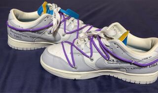 Off Ho Wight x Nike Dunk Low 1 OF 50 "47" Gray/Purple DM1602-125 25.5cm