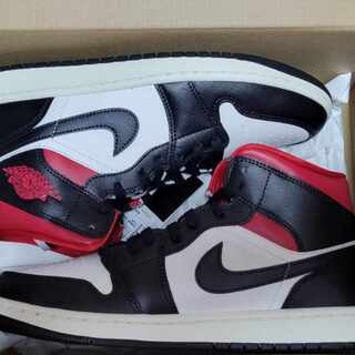 NIKE W JORDAN 1 MID Black Gym Red 28cm BQ6472-061 28cm