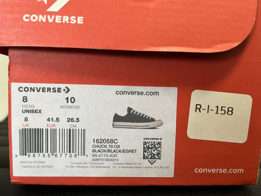 コンバース チャックテイラー CT70 黒 OX 26.5 ブラック 26.5cm