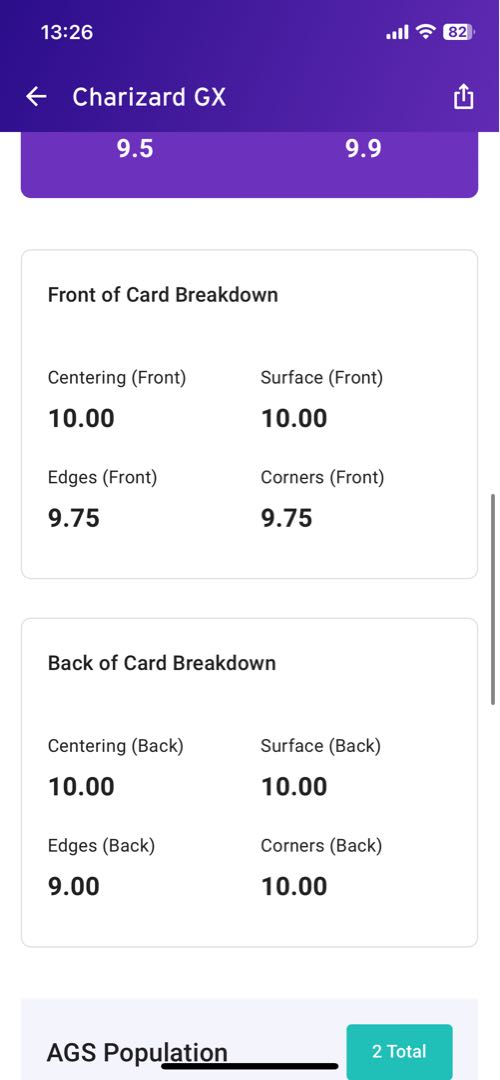 CharizardGX SSR ACG10 psa10 equivalent
