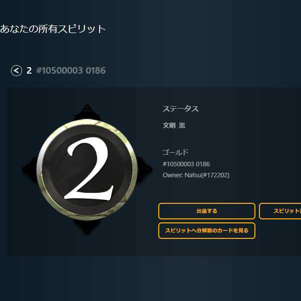 黒２コスト　スピリット
