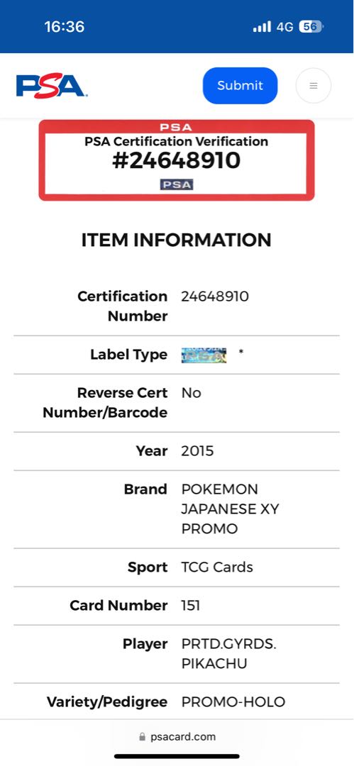 [PSA10] Gyarados Gokko Pikachu PROMO 151/XY-P