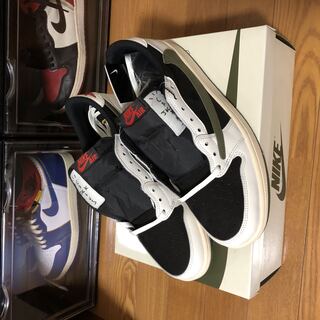 Travis Scott × Nike Wmns Air Jordan 1 Low OG "Medium Olive" Medium Olive/White/Black 27.5cm