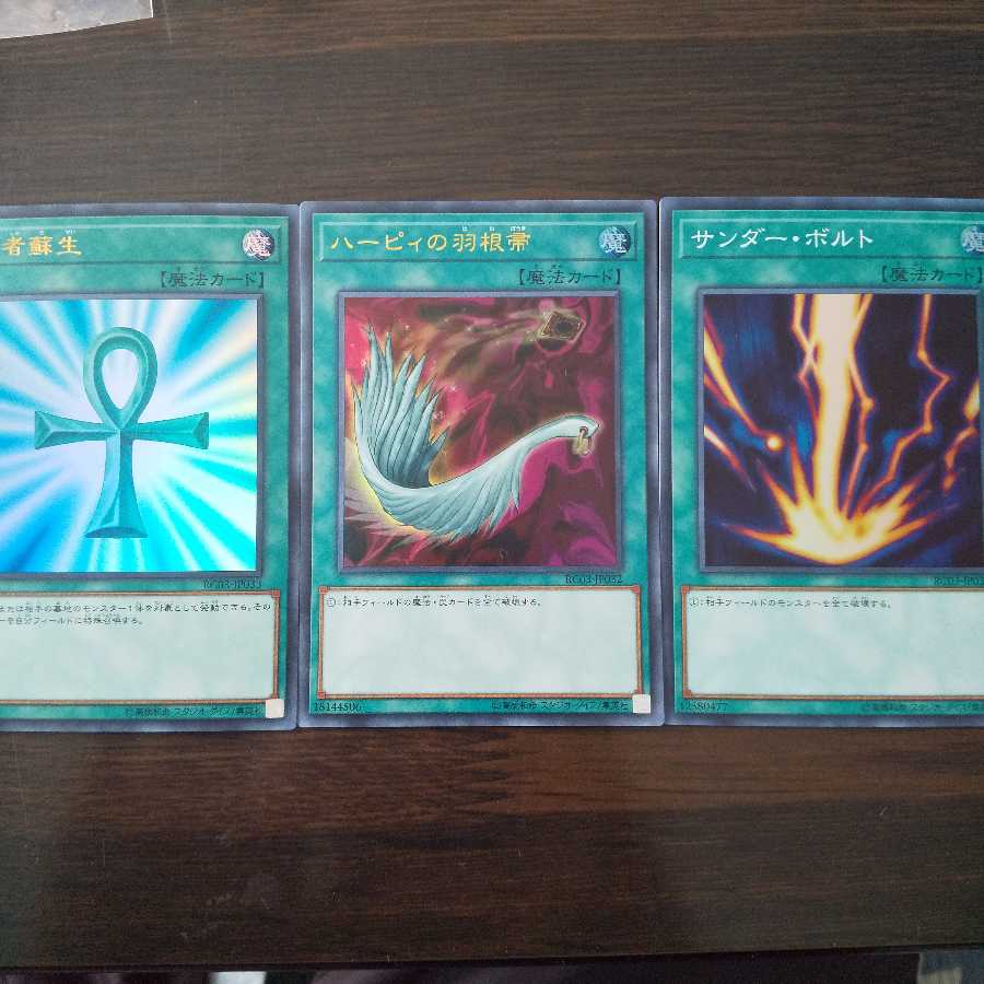 汎用魔法3枚セット 死者蘇生 ハーピィの羽根帚 サンダーボルト