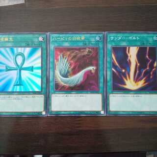 汎用魔法3枚セット 死者蘇生 ハーピィの羽根帚 サンダーボルト