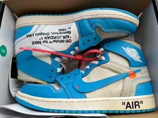 Off-White × Nike Air Jordan 1 High UNC "Dark Powder Blue" White/Dark Powder Blue/Cone 27cm
