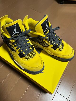 ナイキ エアジョーダン 4 レトロ "ライトニング" ツアー イエロー/ホワイトダーク ブルー グレー 27cm