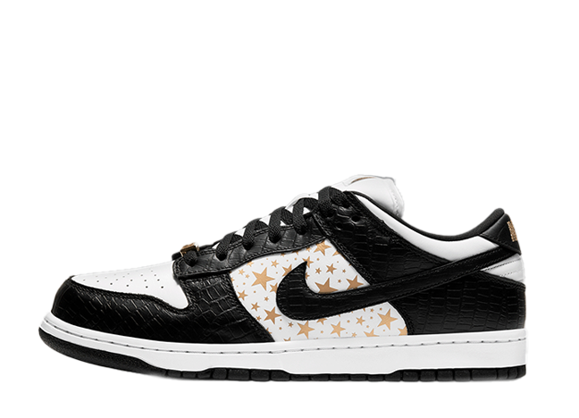 Supreme x Nike SB Dunk Low OG QS "Gold Stars" White/Black/Gold 27.5cm