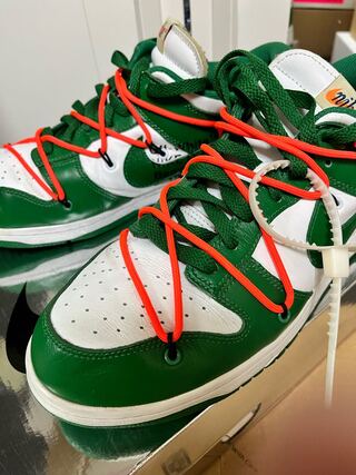 OFF-WHITE × NIKE DUNK LOW WhitePineGreen 28.5cm
