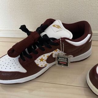 Supreme Nike SB Dunk Low OG QS Gold Stars White Barkroot Brown 26.5cm