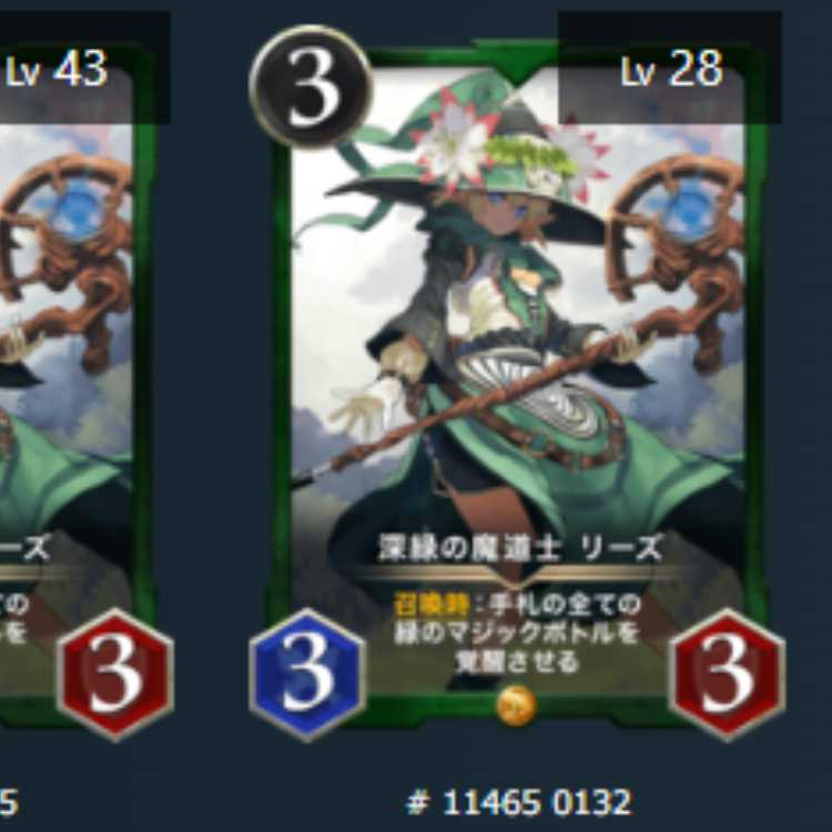 深緑の魔道士 リーズ　2枚　スピあり　Lv43　Lv28　ゴールド