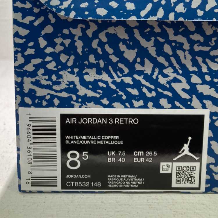 Nike Air Jordan 3 Retro "Wizards" Ho Wight/True Snubbull 26.5cm