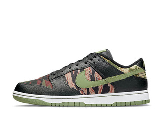 Nike Dunk Low Se "Camo Collage" Black/Oil Green HoWight Total Orange 24cm