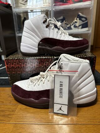 A Ma Mani_re x Nike Wmns Air Jordan 12 "White" White/Burgundy Crush 28.5cm