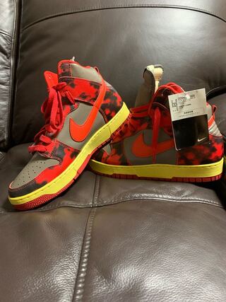 New Nike Dunk High 29cm Red Acid Wash Sneakers 29cm