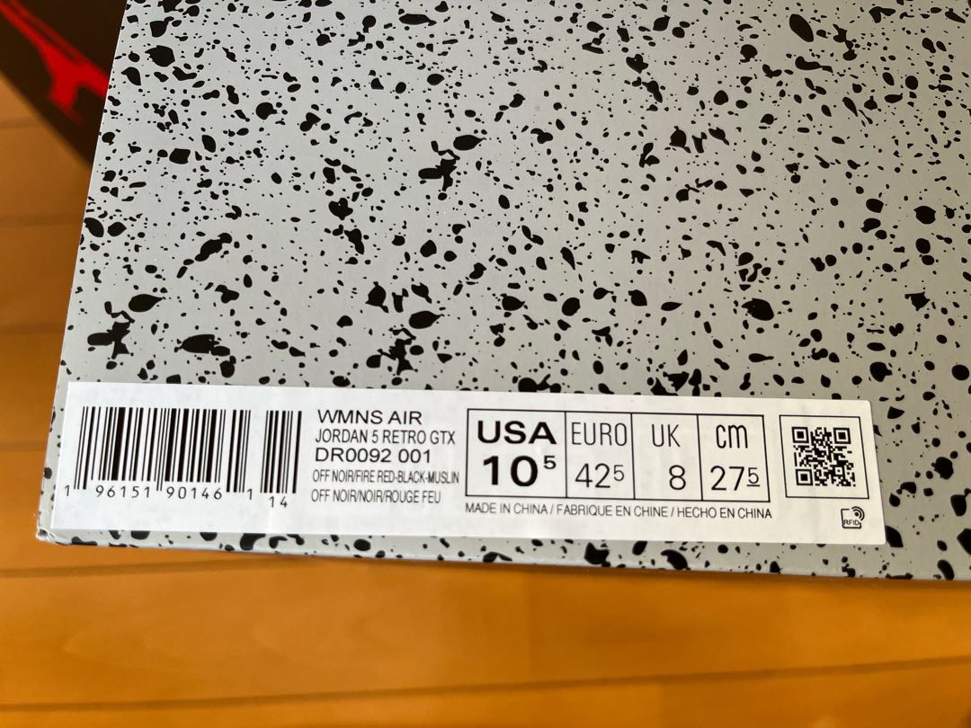 ナイキ ウィメンズ エアジョーダン5 ゴアテックス "オフノワール" オフノワール/ファイヤーレッド/ブラック 27.5cm