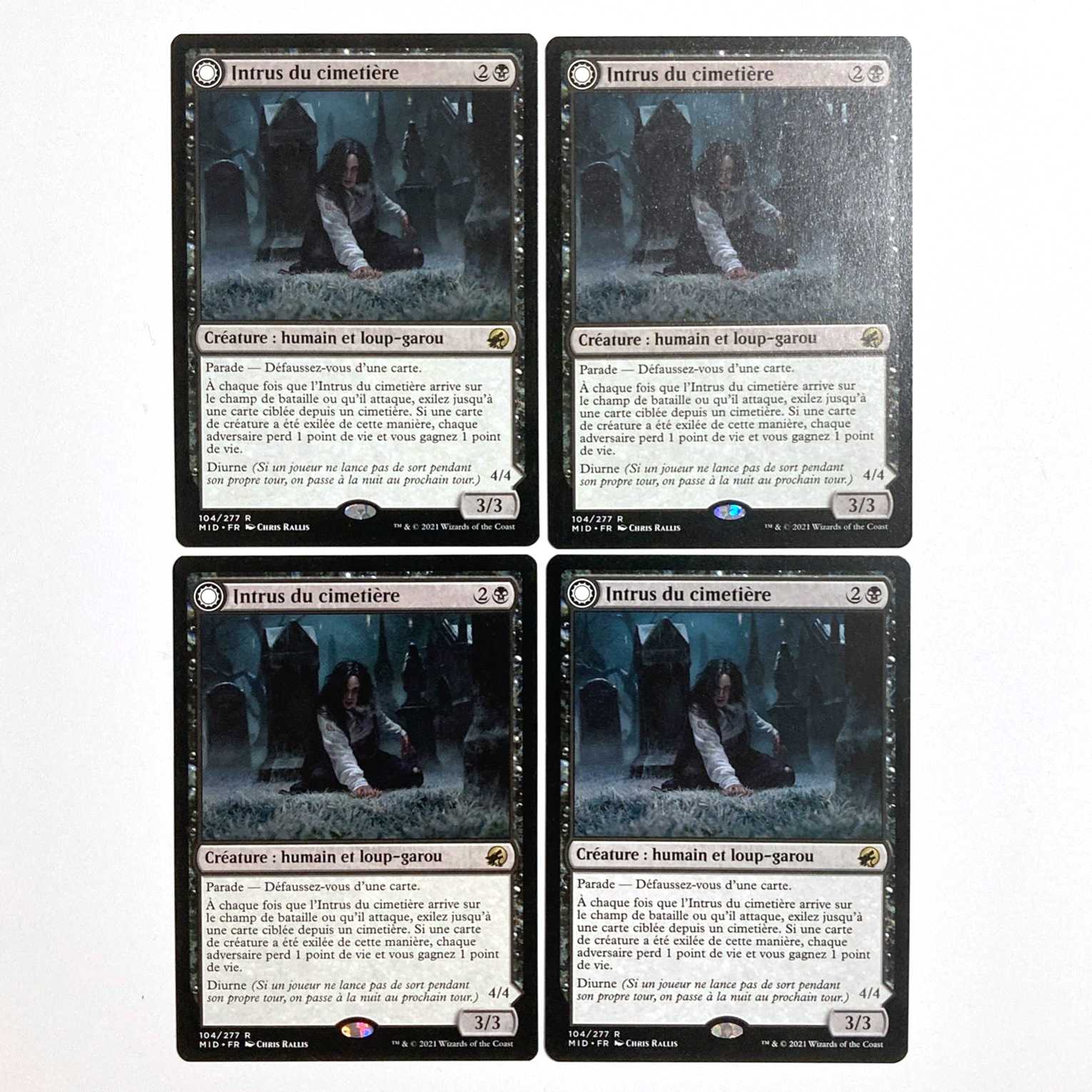 Graveyard Trespasser Rare 104/277 Innistrado: Hunting During True Night French set of 4