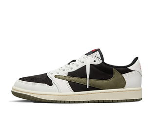 Travis Scott × Nike Wmns Air Jordan 1 Low OG "Medium Olive" Medium Olive/White/Black 28cm