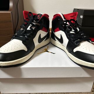 NIKE AIRJORDAN1 MID BLACK GYM RED-SAIL 29cm