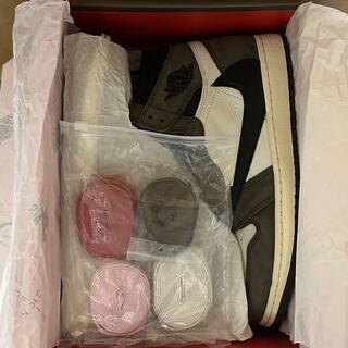 Travis Scott × Nike Air Jordan 1 Hi Og Ts Sp Sail/Dark Mocha-University Red/Black 27.5cm