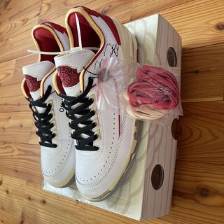Off-White x Nike Air Jordan 2 Low "White and Varsity Red" 28cm