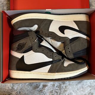 Travis Scott x Nike Air Jordan 1 Hi Og Ts Sp Sail/Dark Mocha-University Red/Black 27.5cm