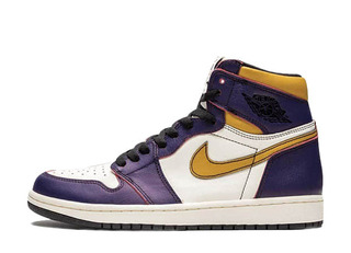 Nike SB Air Jordan 1 Retro High Og Defiant "La To Chicago" Court Purple/Sail-University Gold- Black 28cm