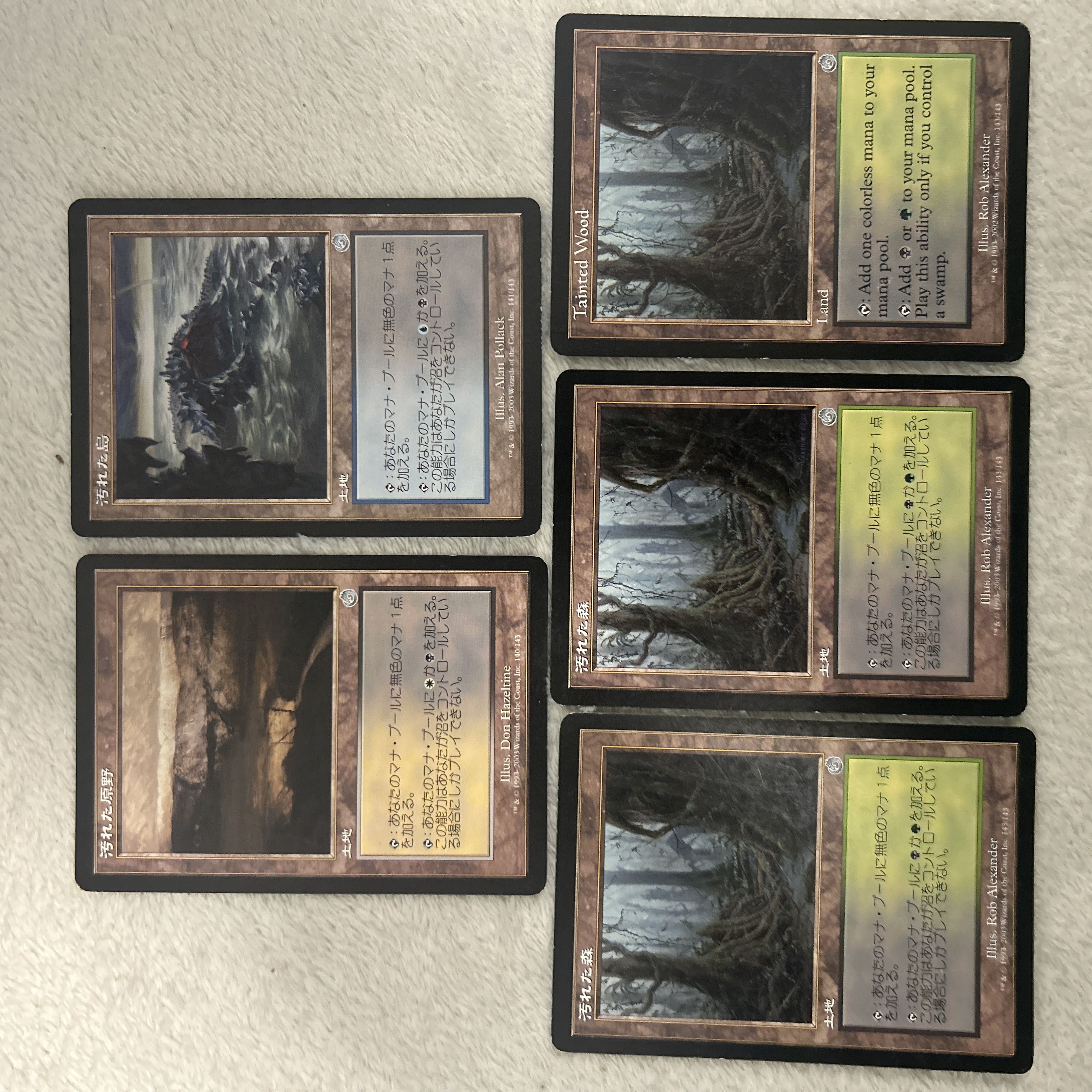 Set of 5: Torment Land: Uncommon "Tainted Wood/Befoul Field/Tainted Isle