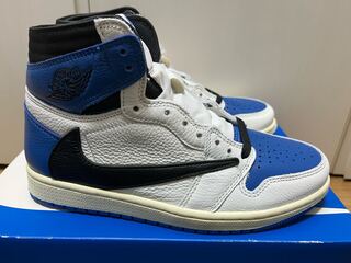 Travis Scott x Fragment x Nike Air Jordan 1 High "Military Blue" Military Blue/White/Black 25cm
