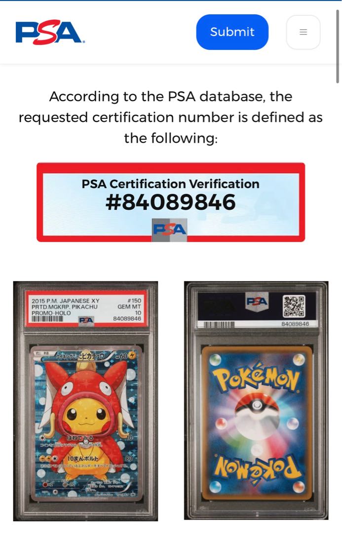 PSA10] Magikarp Gokko Pikachu PROMO 150/XY-P