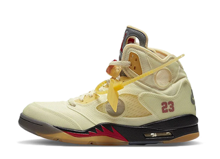 Off-White x Nike Air Jordan 5 "Sail" Sail/Fire Red/Muslin/Black 28cm