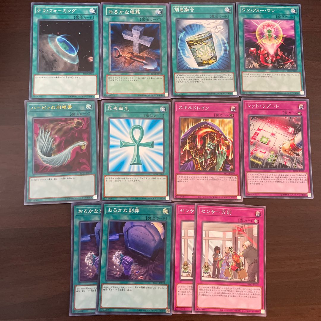 汎用魔法・罠セット②(テラ・フォーミング,おろかな埋葬,簡易融合,ワン・フォー・ワン,ハーピィの羽根箒,死者蘇生,スキル・ドレイン,レッド・リブート,おろかな副葬,センサー万別)