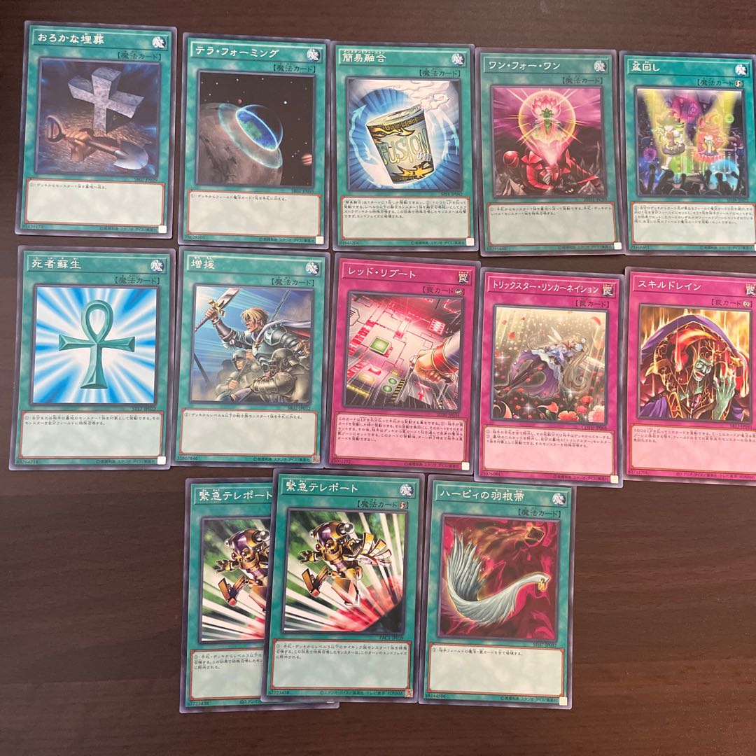 General-Purpose Magic and Trap Sets (3) (Foolish Burial,Terraforming,Instant Fusion,One for One,Set Rotation,Monster Reborn,Reinforcements,Red Reboot,Trickster Lincolnation Skill Drain,Emergency Teleport,Har Cleffa's Feather Broom)