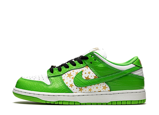 Supreme × Nike SB Dunk Low OG QS Gold Stars "White/Mean Green/Gold" 28cm