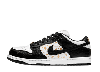Supreme × Nike SB Dunk Low OG QS "Gold Stars" White/Black/Gold 28cm