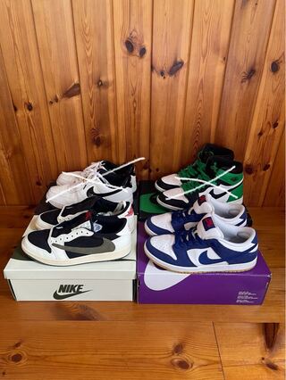 Travis x NIKE Air Jordan1 MediumOlive & SB Dunk Los Angeles Dodgers / Deep Royal 26.5cm
