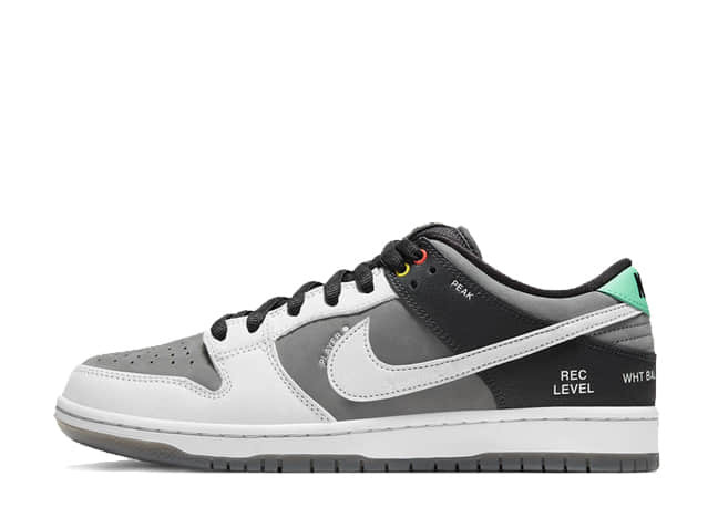 Nike SB Dunk Low Pro Iso "Camcorder" Smoke Grey/Pure Platinum-Off Noir-Green Glow-Brt Crimson-Opti Yellow 27.5cm