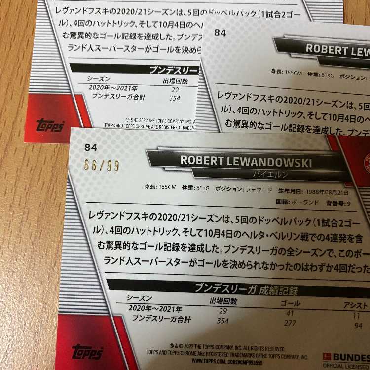 世界99枚限定シリアル Robert Lewandowski  +おまけ2枚