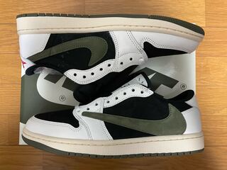 Travis Scott × Nike Wmns Air Jordan 1 Low OG "Medium Olive" Medium Olive/White/Black 26.5cm