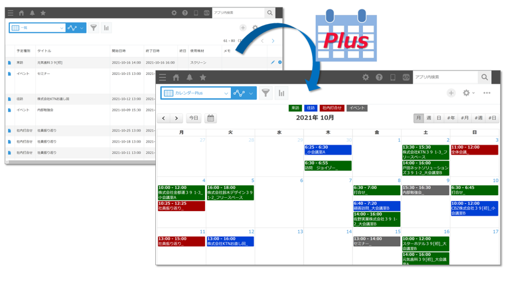 カレンダーplusを適用したアプリ