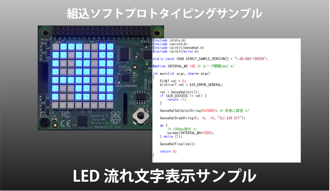 組込ソフトプロトタイピングサンプル LED流れ文字表示サンプル