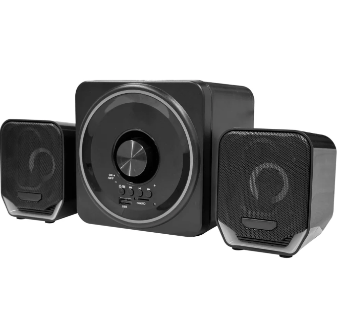 ゲオ 、コンパクトで迫力のサウンド「LEDライト付き2.1ch ミニ