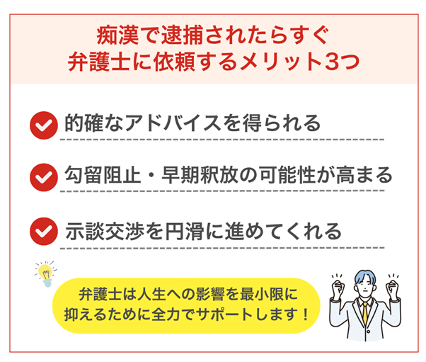 痴漢で逮捕されたらすぐに弁護士に依頼するメリット3つ