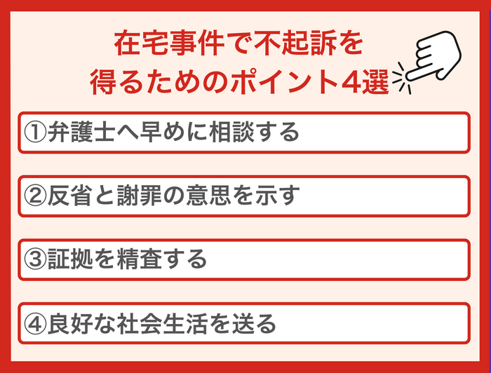 在宅事件で不起訴を得るためのポイント